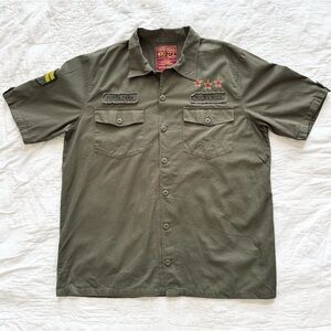 Hard Rock Cafe Mens Gorpcore Army Green Rock & Roll Shirt Punta Cana Patches XXL